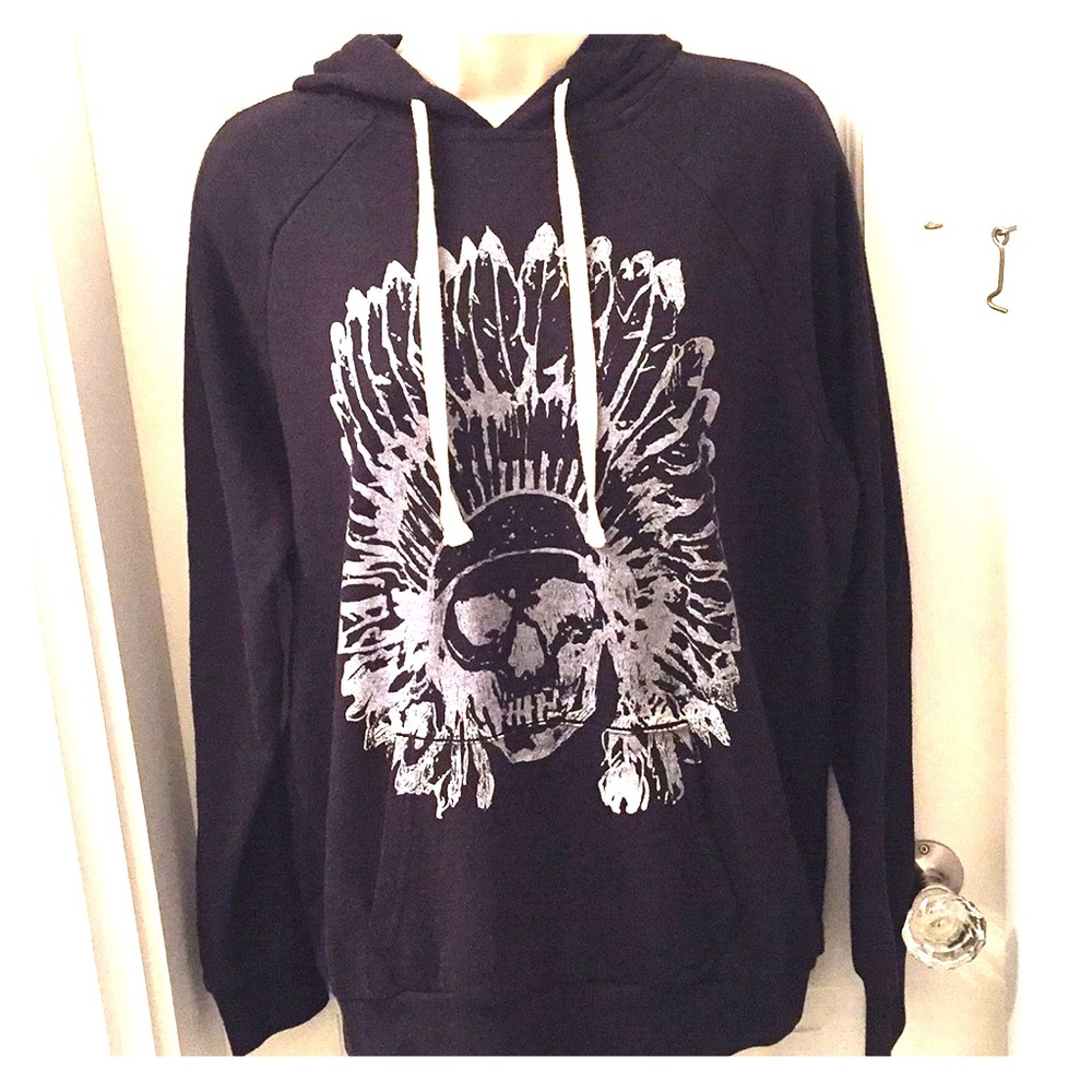 Native American Indian feather headdress skull design hoodie